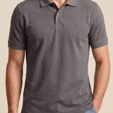 Ash Grey Cotton Polo