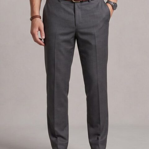 Charcoal Pleated Formal Trousers